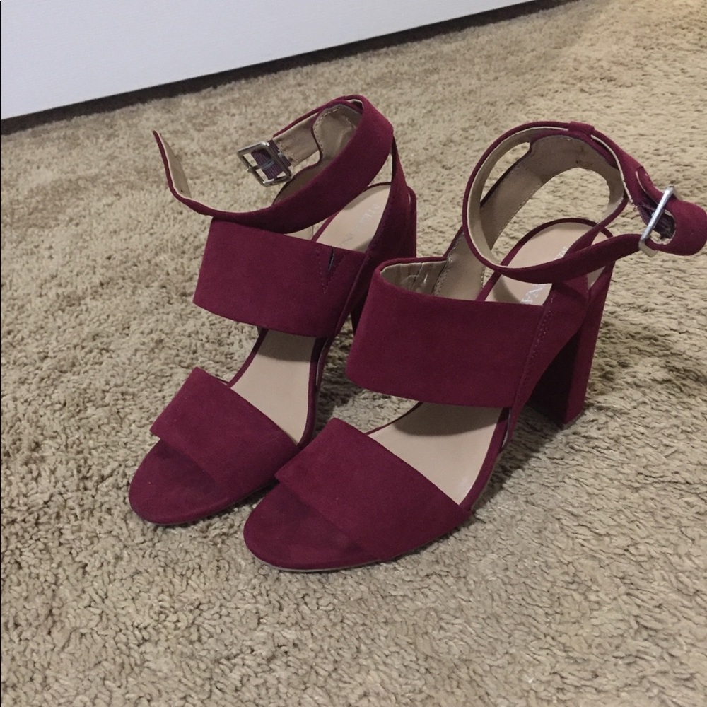 Maroon Block Heels